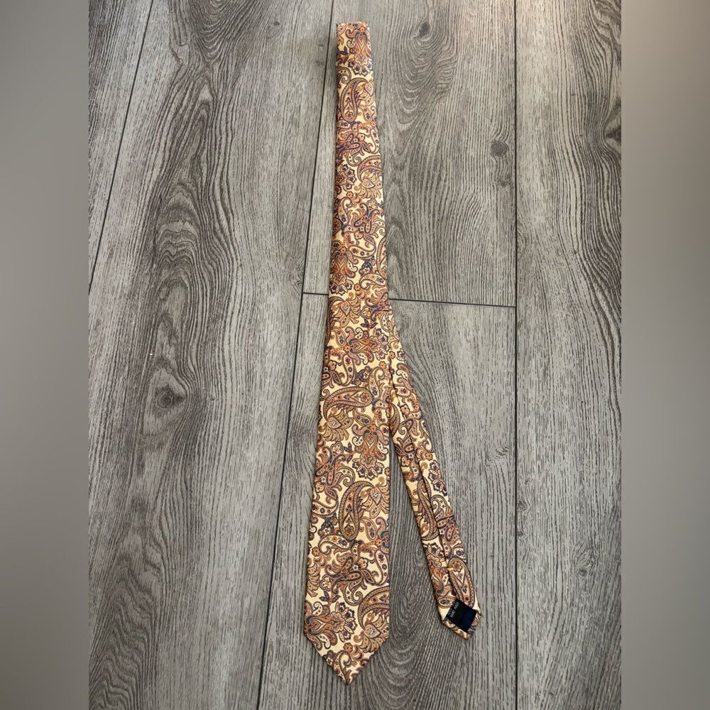 Bruno piattelli Paisley Patterned Tie in Brown and Gold